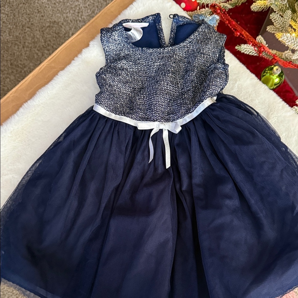 Bonnie Jean Navy and Silver Kids Dress